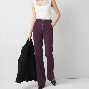 White House Black Market Plum Boot-Cut Button-Front Pants